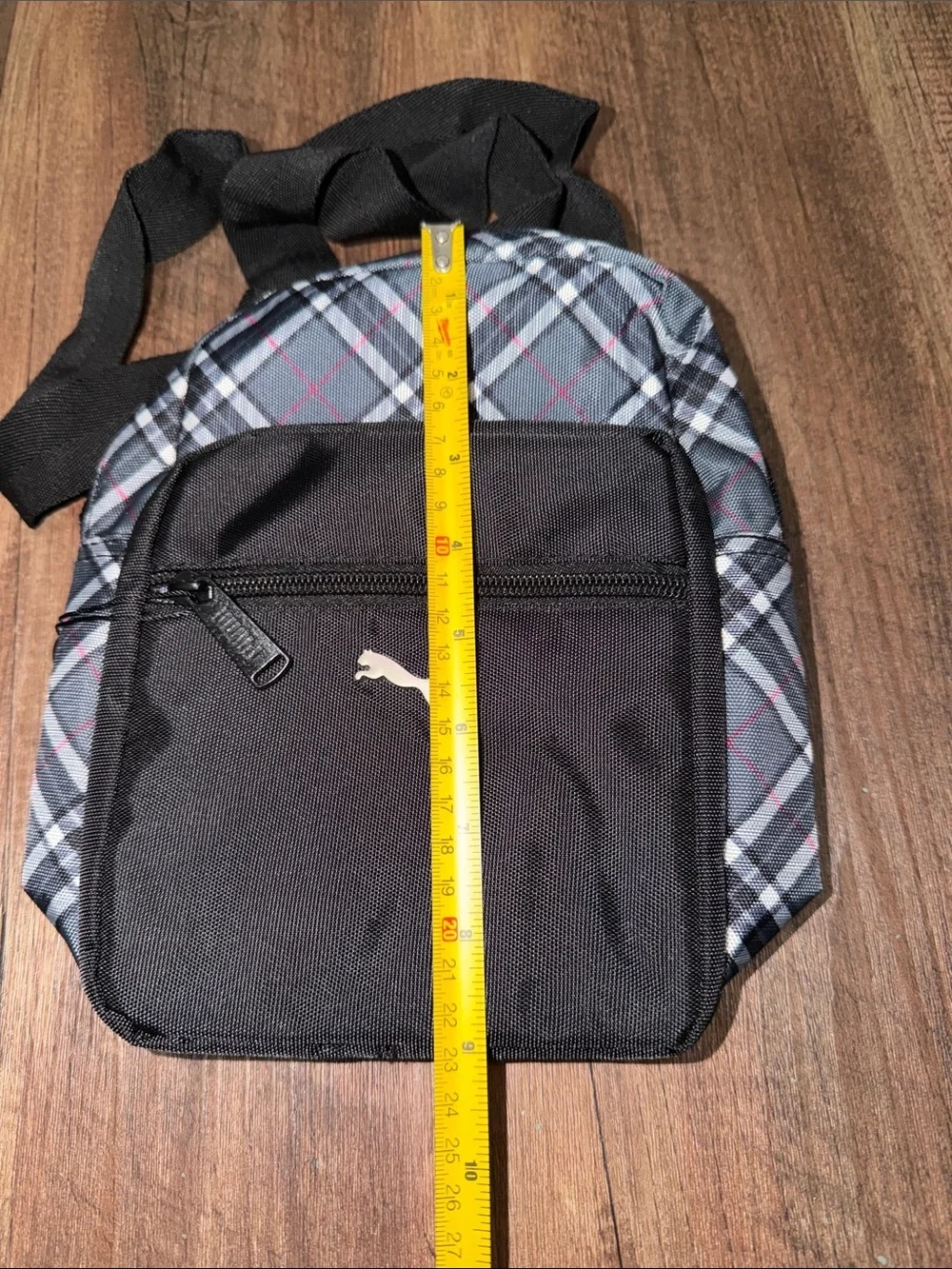 Puma Mens Crossbody Hip Shoulder Bag Black Plaid NWOT
